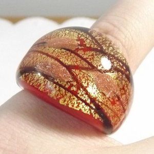 Murano Art Glass Style Statement Ring Size 8 1/4